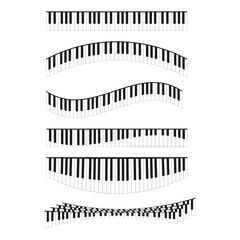 Piano Keyboards Curved Line Different Types Shape Set. Vector