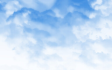 Watercolor illustration cloudy art abstract blue color texture background, clouds and sky pattern. Watercolor stain with hand paint, cloudy pattern on watercolor paper