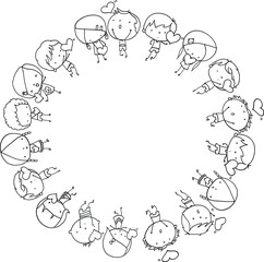 vector cartoon boys and girls background