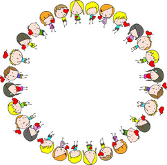 vector cartoon boys and girls background