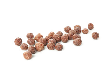 Chocolate corn balls isolated on white background