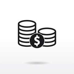 Coins icon vector . Dollar sign