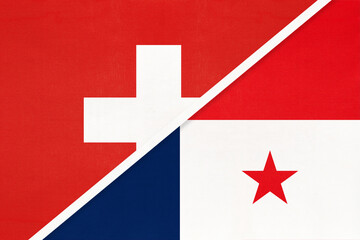 Obraz premium Switzerland and Panama, symbol of national flags from textile. Championship between two countries.