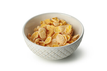 Bowl with tasty muesli isolated on white background