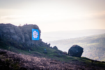 The Yorkshire Rose flag atop the Cow and Calf.