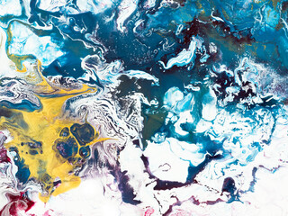 Abstract art painting, blue and purple with gold creative hand painted background, marble texture