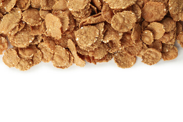 Tasty chocolate muesli isolated on white background