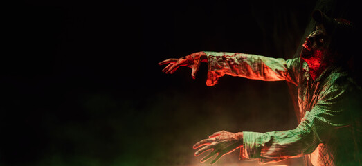 scary bloodthirsty zombie