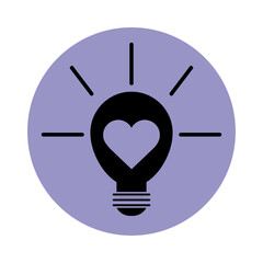 light bulb with heart pictogram block silhouette icon icon