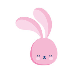 pink rabbit face animal pet cartoon isolated icon style