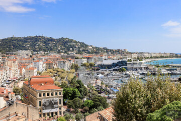 Fototapeta premium View of Cannes with Croisette and Palais de Festival