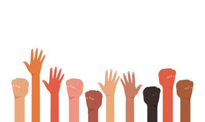 Fototapeta premium fist and open hands up of different types of skins vector design