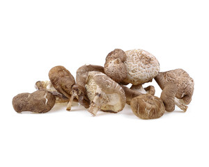 dried shiitake mushrooms on white background