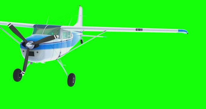 Retro bush plane futage. 3D render. Isolated on green background.