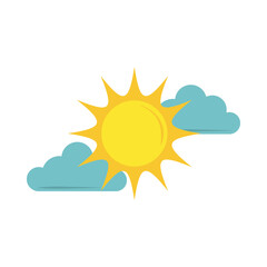 sun clouds sky flat icon style