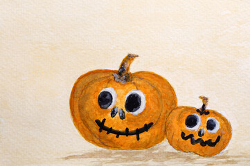 Hallowen pumpkin couple with copy space