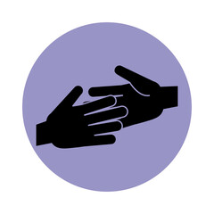 together, hands team unity pictogram, block silhouette icon