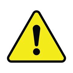 Caution warning sign sticker. Yellow color danger sign, warning sign, attention sign. Editable vector stroke