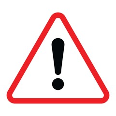 Caution Warning Sign Sticker. Red outline danger sign, warning sign, attention sign. Editable vector stroke