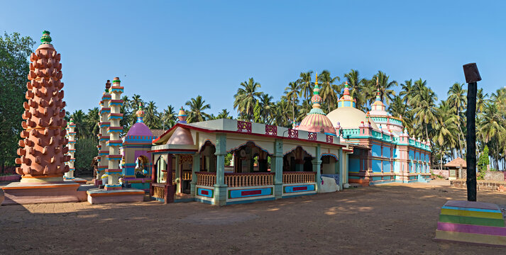 Nicely painted panoramic view of Kalbhirav temple ,Velneshwar,Maharashtra,India.