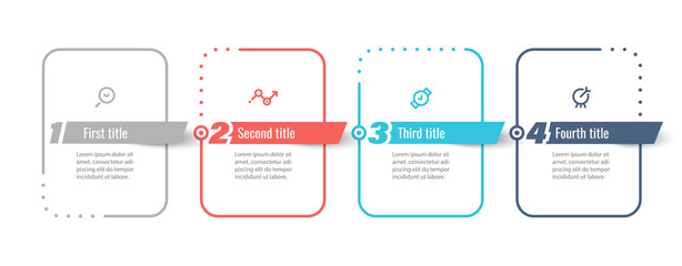 Vector Infographic design template with icons and 4 options or steps. Can be used for process diagram, presentations, workflow layout, banner, flow chart, info graph.