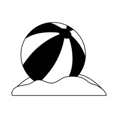 summer vacation travel, rubber bech ball on sand line icon style