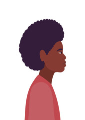 black and afro man cartoon in side view vector design