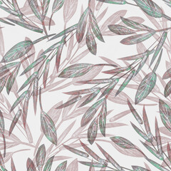 Artistic Leaves Seamless Pattern. Watercolor Illustration.