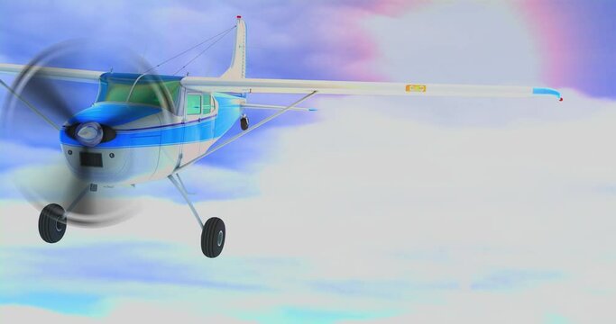 Retro bush plane futege. 3D render. Against the sky