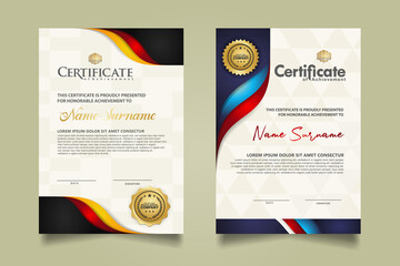 Fototapeta premium set vertical and horizontal certificate template with wave ornament and modern texture pattern background