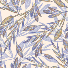 Artistic Leaves Seamless Pattern. Watercolor Illustration.