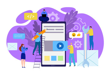 User friendly interface, UX modern concepts vector illustration. Flat icons and creative graphic objects, elements for web design, infographics in smartphone app. User friendly technologies and media.