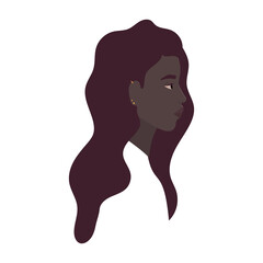black woman cartoon in side view vector design