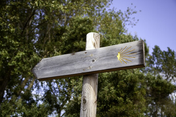 Wooden sign road santiago