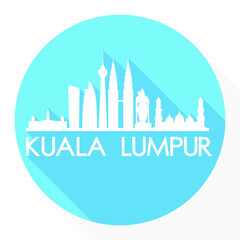 Fototapeta premium Kuala Lumpur Malaysia Flat Icon Skyline Silhouette Design City Vector Art Famous Buildings.