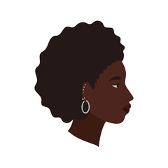 black and afro woman cartoon in side view vector design