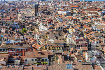 Fototapeta na wymiar Aerial view of Venice from Campanile di San Marco. Venice, Italy, Europe.
