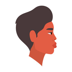 brown hair man cartoon in side view vector design