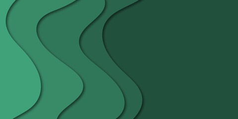 
Beige Modern, minimalist paper art cartoon abstract and green waves. Realistic trendy color, craft style. Origami design template illustration