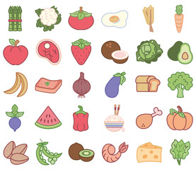 Isolated set group food healthy nutrition icon - vector