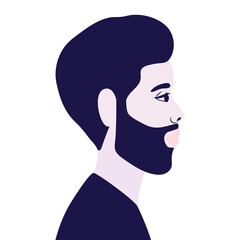 man cartoon with beard in side view vector design