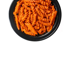 Italian Style Cuisine Fresh Red Sauce Pasta on White Background