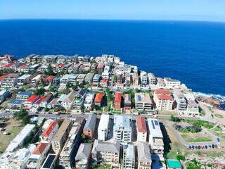 Panoramic  Aerial Drone View Bondi Beach Sydney NSW Australia