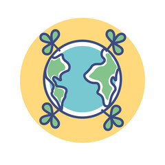 isolated earth enviroment ecology nature cartoon- Vector