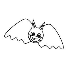 Cute cartoon black and white bat in medical protective masks halloween covid-19 concept coronavirus pandemic vector illustration for coloring art