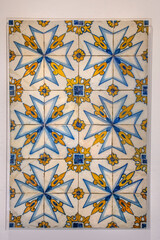 Gold, White & Blue Tiles (Azulejos), Geometric Patterns, Lisbon, Portugal