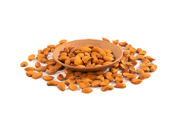 Almond in Bowl Isolated on White Background