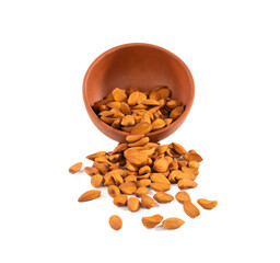 Almond in Bowl Isolated on White Background