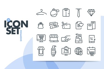 Shopping, retail - outline web icon collection, vector, thin line icons collection. Black friday.