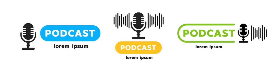 Podcast radio logo icon. Vector illustration. - obrazy, fototapety, plakaty